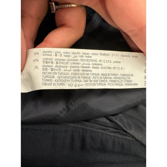 Zara Women's Navy Cotton Blend Dress Pants Size Large Elastic Waist - Picture 6 of 6